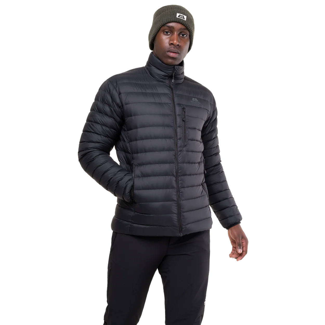 Zipped chest pocket detail on Mountain Equipment Earthrise Men's Jacket in Black