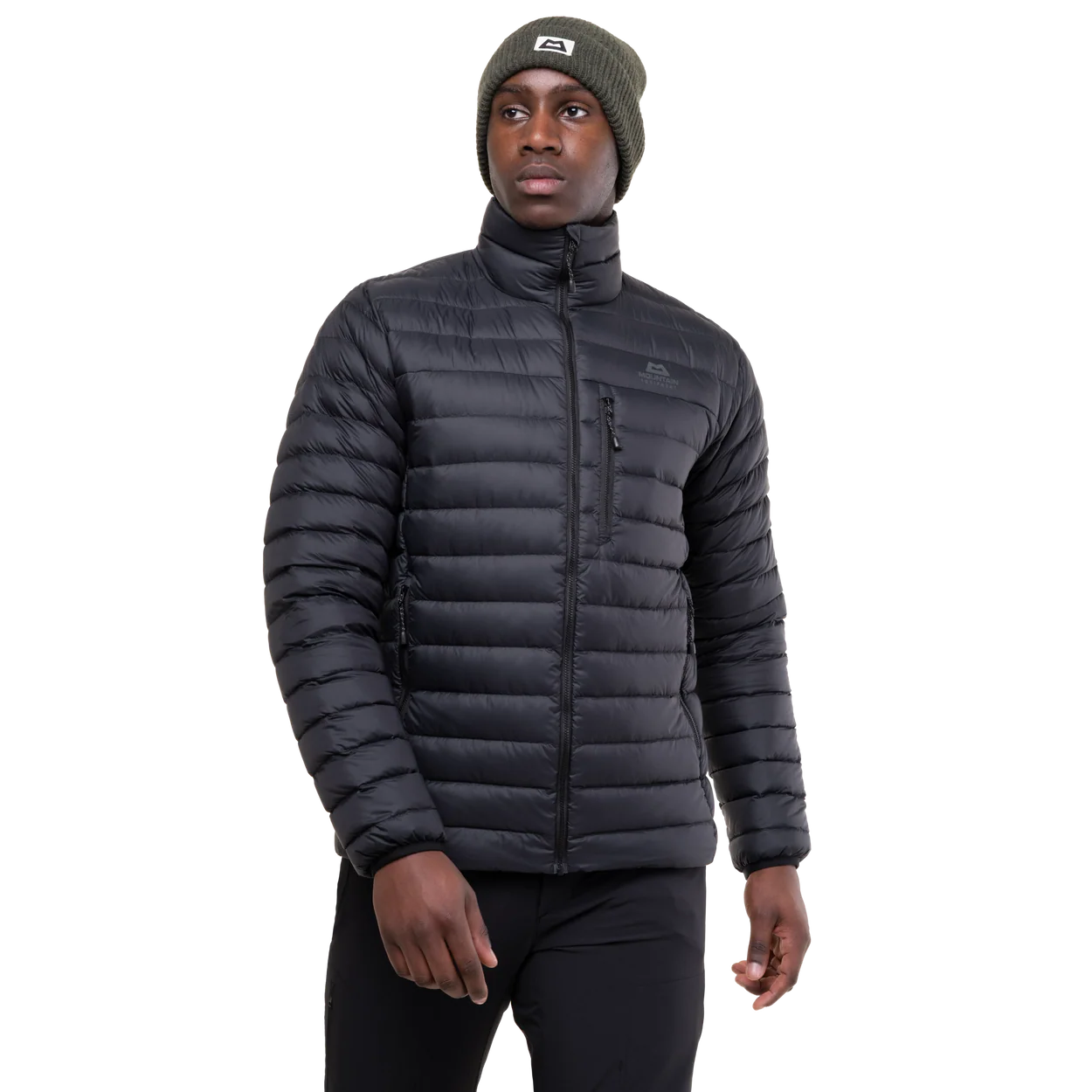 Two-way YKK moulded centre front zip detail on Mountain Equipment Earthrise Men's Jacket in Black