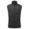 Mountain Equipment Earthrise Men's Vest in Black - front view showing 100% recycled down insulation and stitch-through baffle construction