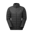 Mountain Equipment Earthrise Women's Jacket in Black - front view showing 100% recycled down insulation and stitch-through baffle construction