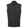 Mountain Equipment Frontier Men's Vest in Black - front view showing EXOLITE 210 softshell fabric and alpine fit