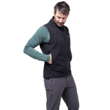 Dual tether hem drawcord detail on Mountain Equipment Frontier Men's Vest in Black