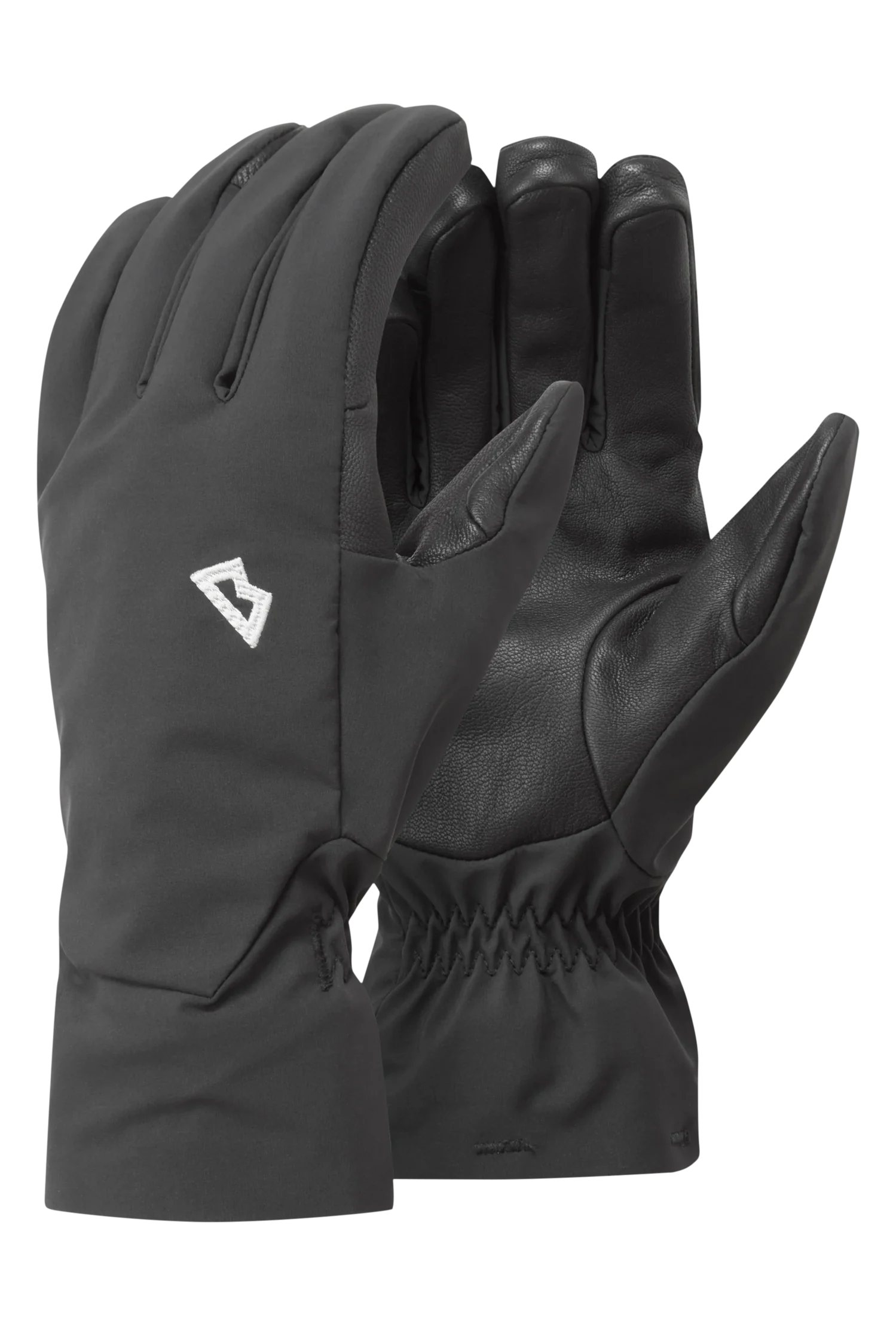 Mountain Equipment G2 Alpine Men's Glove in Black/Black - front view showing EXOLITE XP softshell fabric