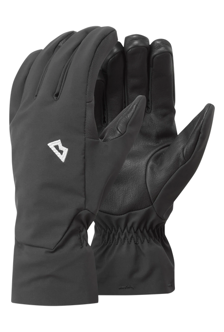 Mountain Equipment G2 Alpine Men's Glove in Black/Black - front view showing EXOLITE XP softshell fabric