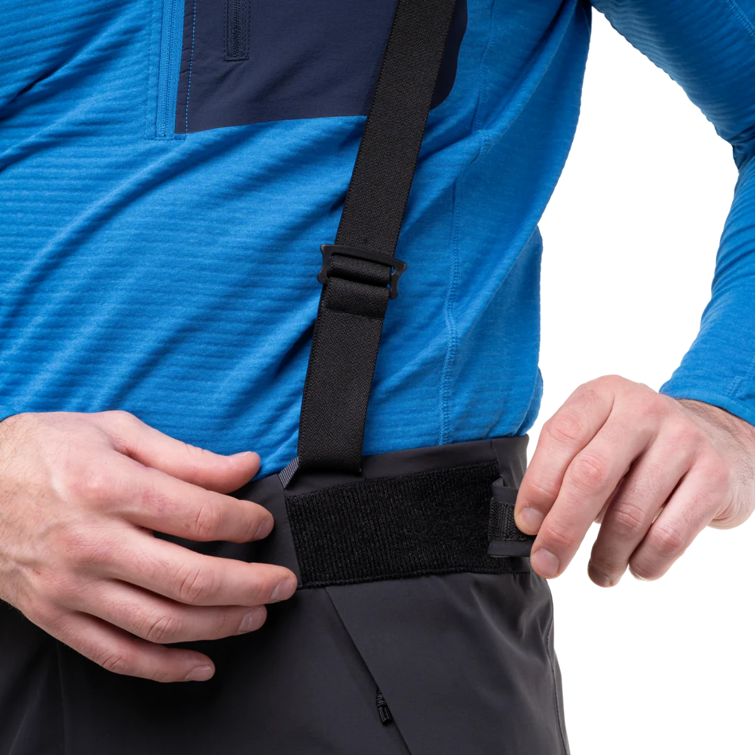 Thigh vent detail on Mountain Equipment G2 Mountain Men's Pant in Black for temperature regulation