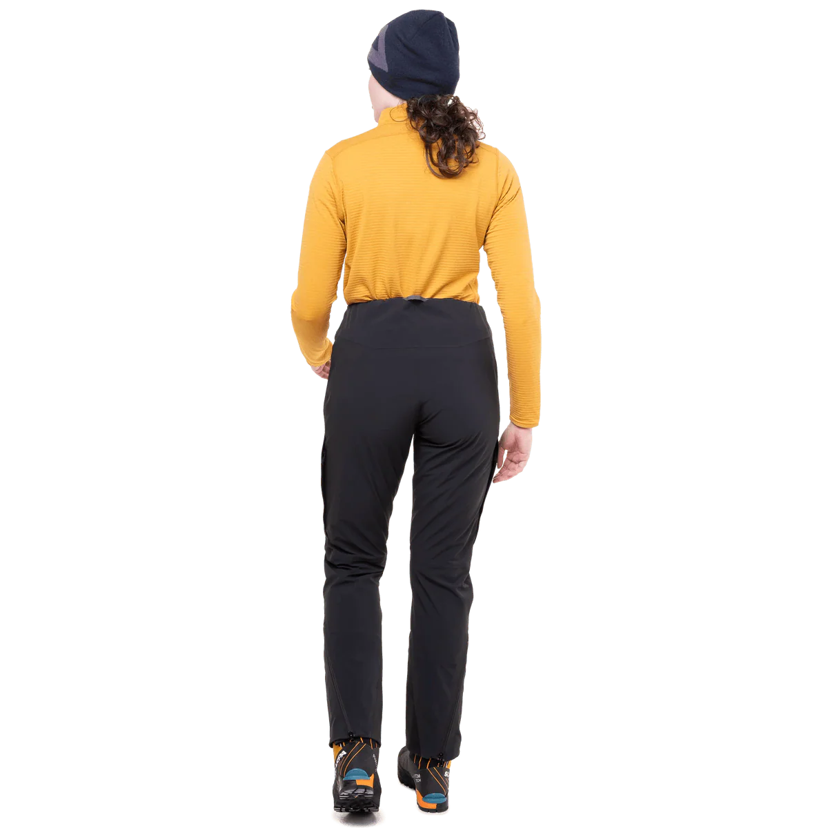 Zip-out stretch softshell gaiter with integrated lace hook on Mountain Equipment G2 Mountain Women's Pant in Black
