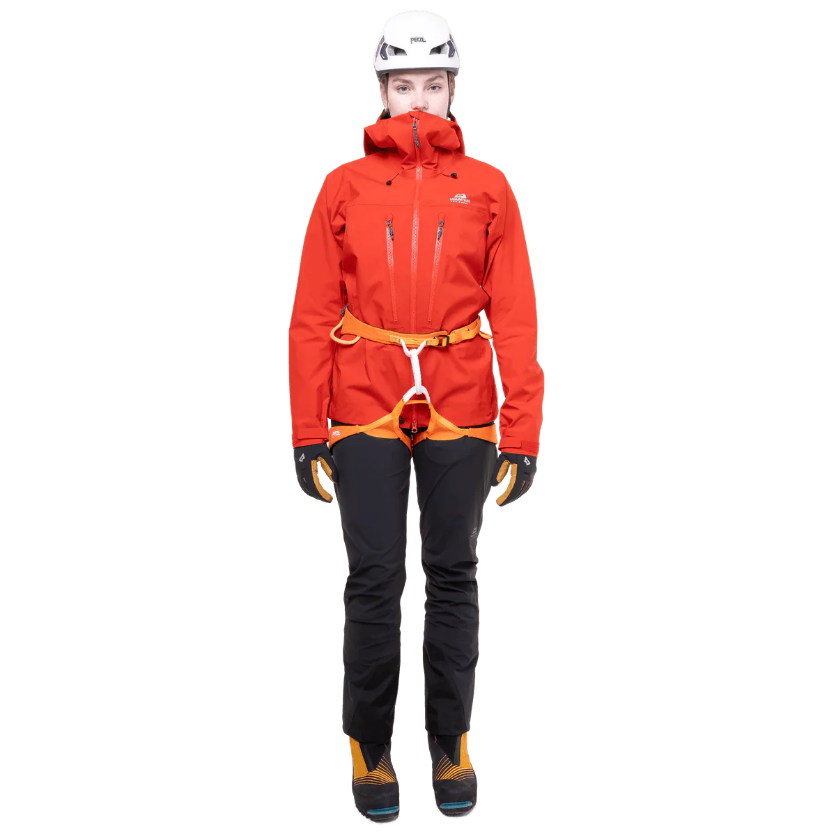500D polyamide reinforced kick strip detail on Mountain Equipment G2 Mountain Women's Pant in Black for crampon protection