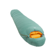 Mountain Equipment Glacier 1000 Women's Sleeping Bag in Sage - product preview showing 950 g of 700+ fill power duck down and Alpine fit construction