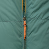 5-baffle hood with Lode Lock magnetic closure and collar drawcords detail on Mountain Equipment Glacier 450 Women's Sleeping Bag in Sage