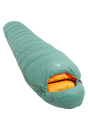 Mountain Equipment Glacier 450 Women's Sleeping Bag in Sage - product preview showing 700+ fill power duck down and Alpine fit construction
