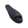 Mountain Equipment Glacier Expedition Sleeping Bag in Obsidian - full length view showing roomy Expedition fit and trapezoid baffle construction