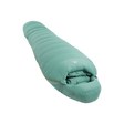 Mountain Equipment Glacier Expedition Women's Sleeping Bag in Sage - full length view showing roomy Women's Expedition fit and trapezoid baffle construction