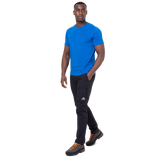 Mountain Equipment Groundup Men's Tee in Atlantic Blue - back view showing lightweight stretchy drirelease TENCEL construction