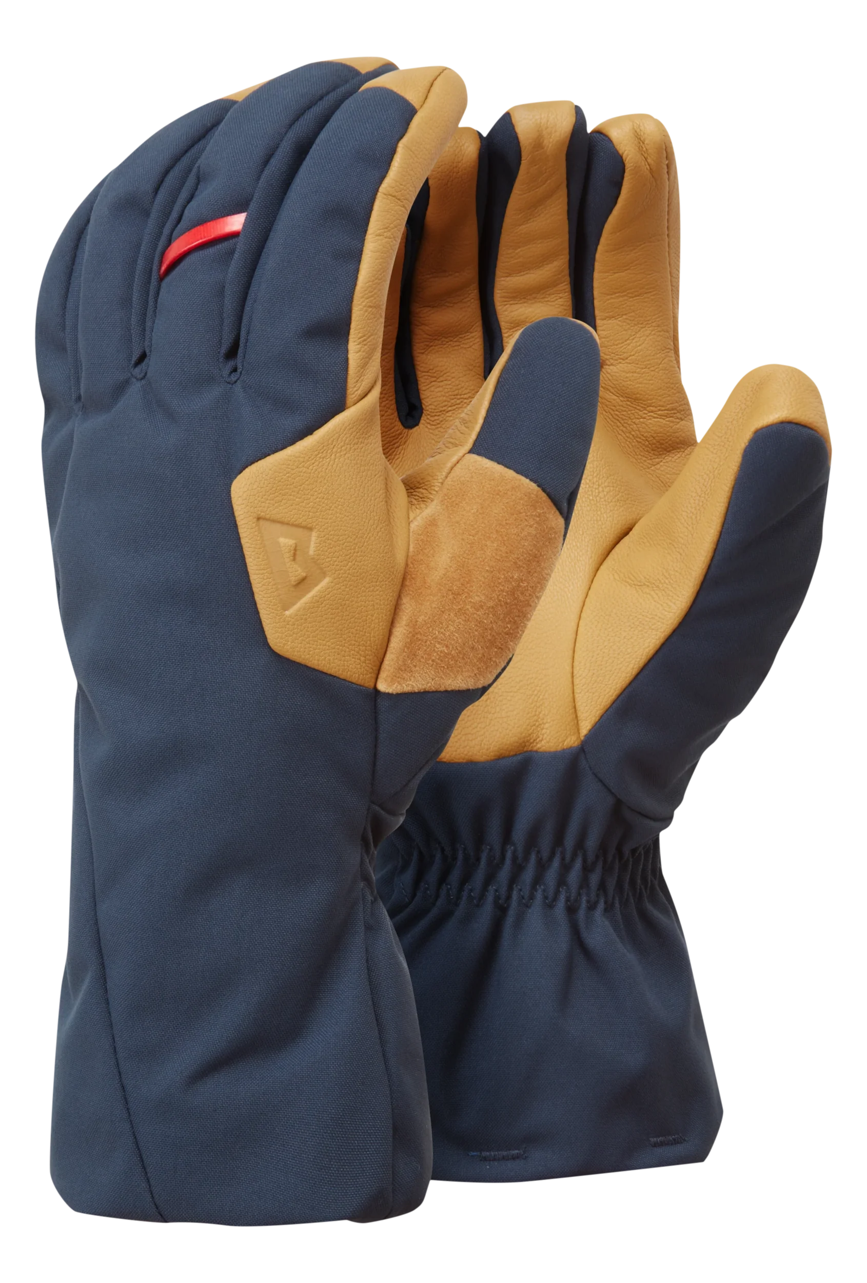 Mountain Equipment Guide Glove in Cosmos/Tan - showing waterproof DRILITE insert and goatskin leather palm