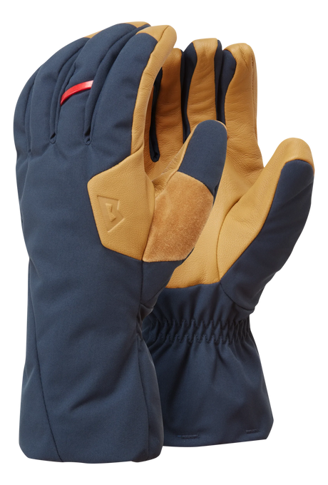 Mountain Equipment Guide Glove in Cosmos/Tan - showing waterproof DRILITE insert and goatskin leather palm