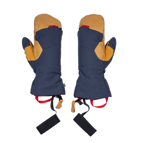 Mountain Equipment Guide Mitt in Cosmos/Tan - front view showing 160D Nylon Oxford outer fabric
