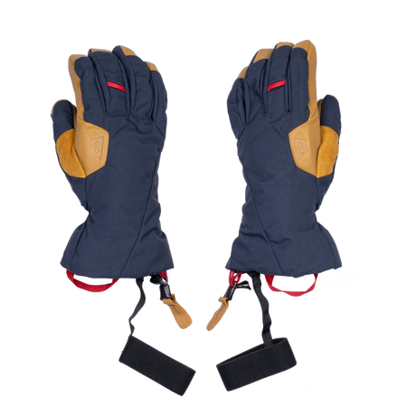Mountain Equipment Guide Women's Glove in Cosmos/Tan - front view showing 160D Nylon Oxford outer fabric