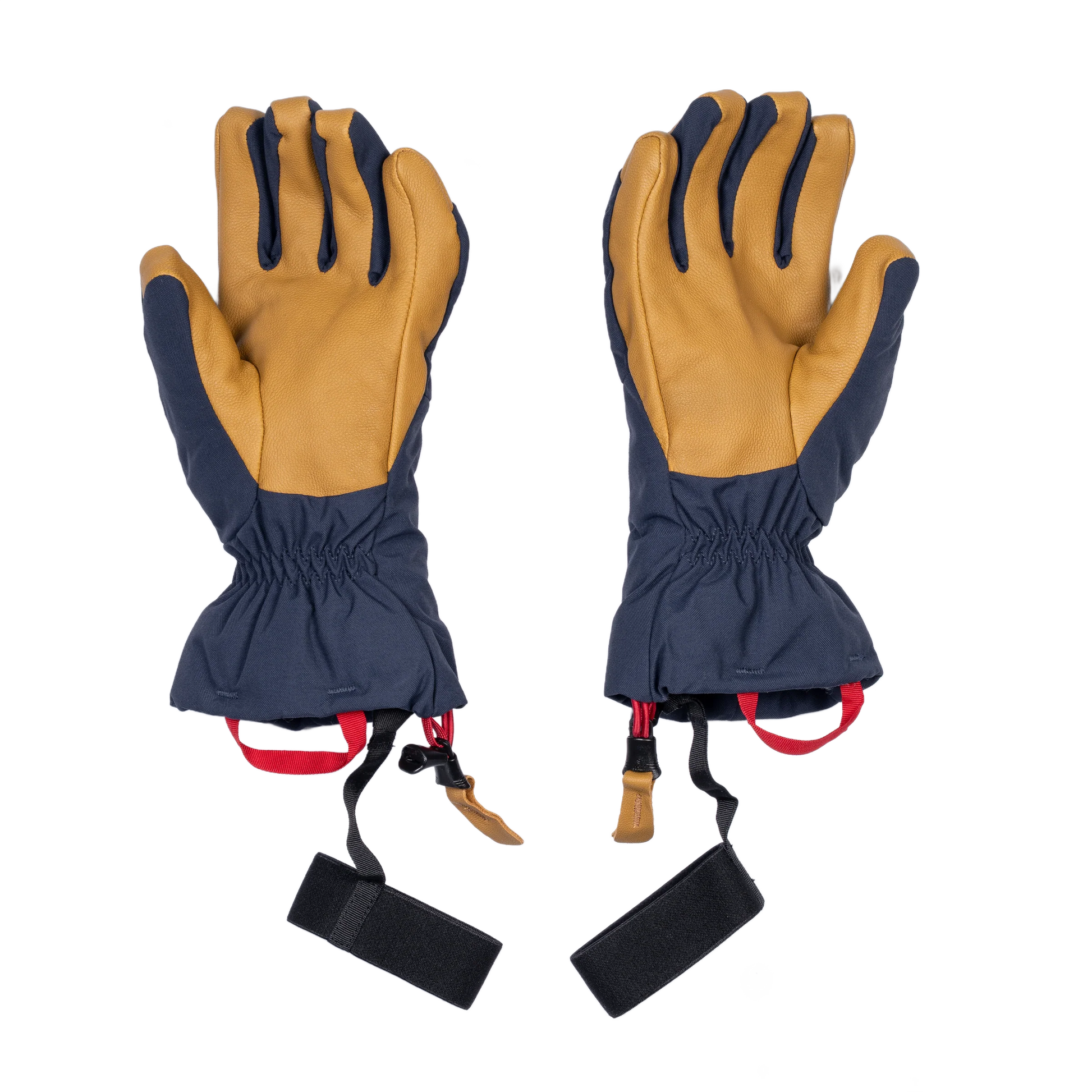 Mountain Equipment Guide Women's Glove in Cosmos/Tan - palm view showing water-resistant goatskin leather
