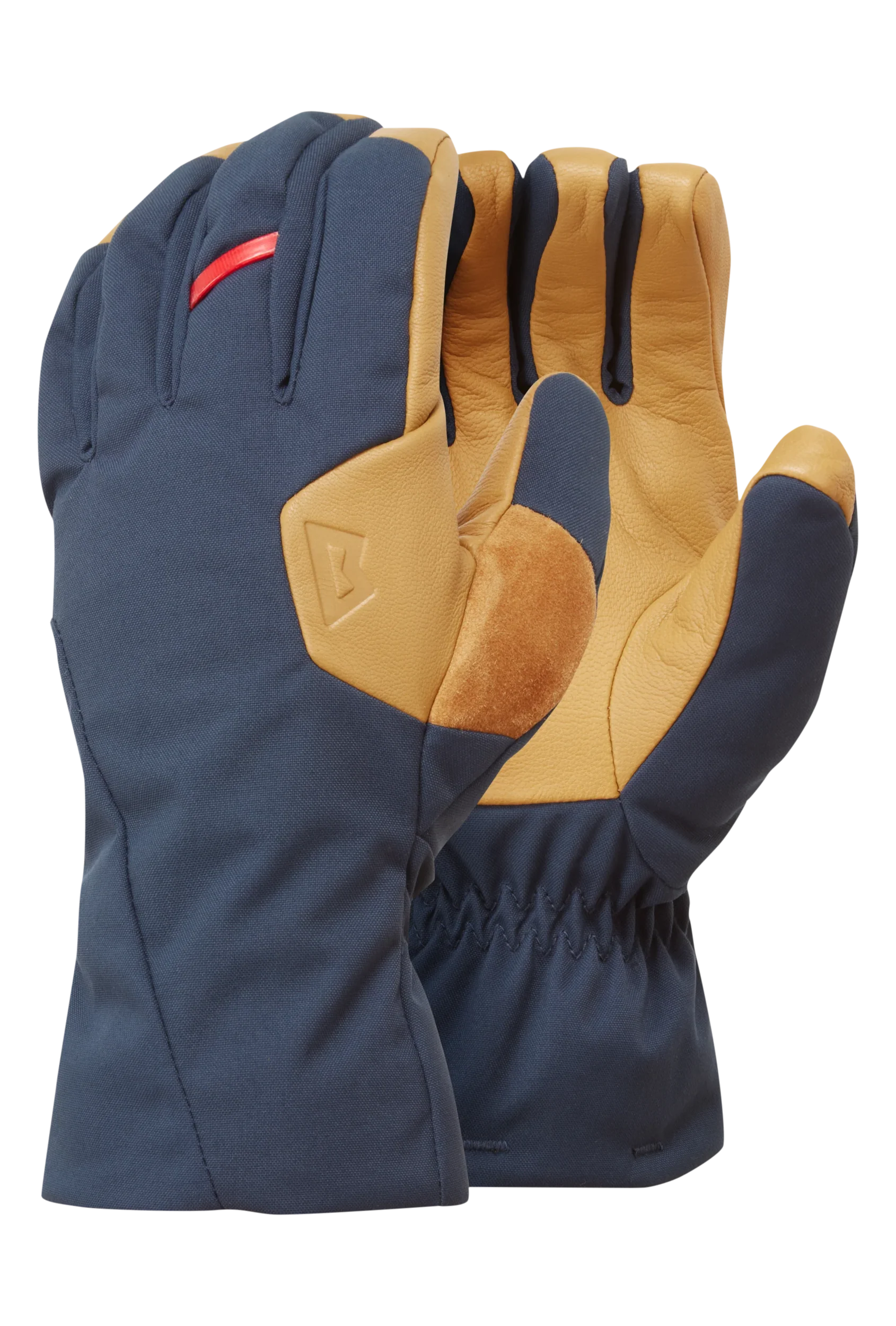 Mountain Equipment Guide Women's Glove in Cosmos/Tan - showing waterproof DRILITE insert and goatskin leather palm