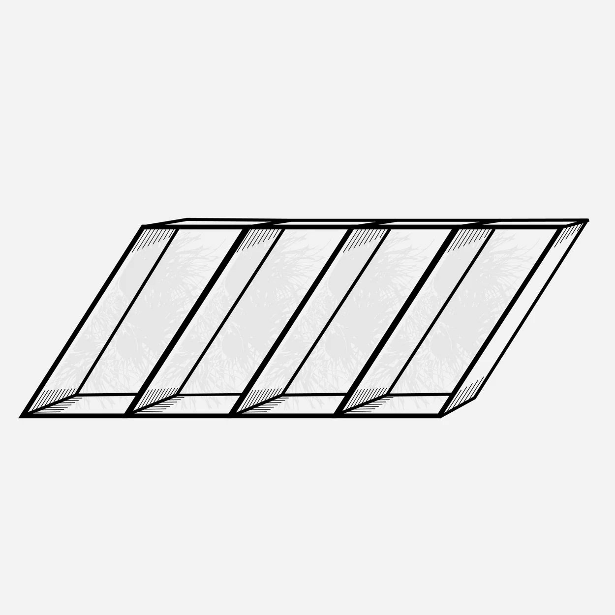 Mountain Equipment Helium 250 Women's Sleeping Bag baffle construction diagram showing slant-baffle body, Trapezium 4 foot box system and five-baffle hood