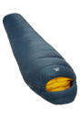 Mountain Equipment Helium 400 Sleeping Bag in Majolica Blue - front view showing recycled Helium 20D outer and Alpine 2.0 fit