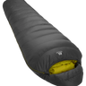 Mountain Equipment Helium GT 400 Sleeping Bag in Anvil Grey - front view showing recycled Helium 20D outer and roomy GT fit