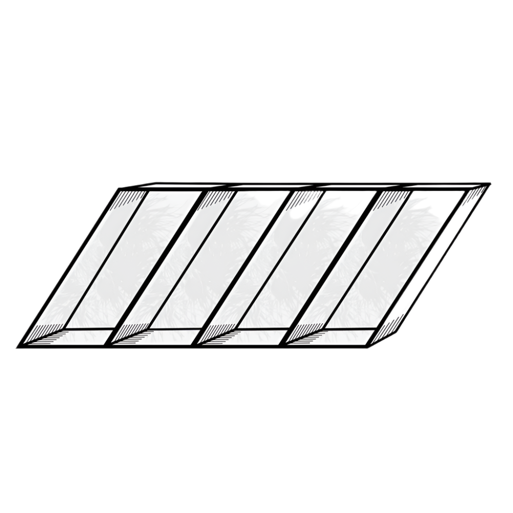 Mountain Equipment Helium GT 600 Sleeping Bag specification diagram showing slanted box-wall baffles throughout the body for maximum warmth and packability
