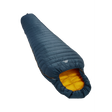 Mountain Equipment Helium Solo Sleeping Bag in Majolica Blue - front view showing recycled Helium 20D outer and Alpine 2.0 fit