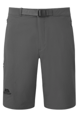 Mountain Equipment Ibex Mountain Men's Short in Anvil Grey - front view showing integrated belt and zip pockets