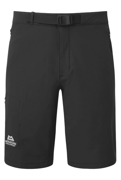 Mountain Equipment Ibex Mountain Men's Short in Black - front view showing integrated belt and zip pockets