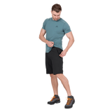 Mountain Equipment Ibex Mountain Men's Short in Black - left side view showing thigh pocket