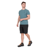Zipped thigh pocket with mesh lining detail on Mountain Equipment Ibex Mountain Men's Short in Black