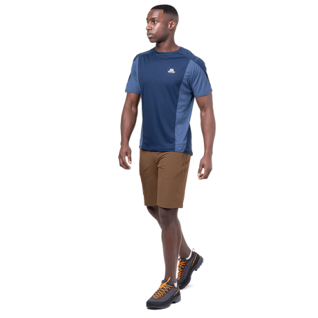 Zipped thigh pocket with mesh lining detail on Mountain Equipment Ibex Mountain Men's Short in Desert Palm