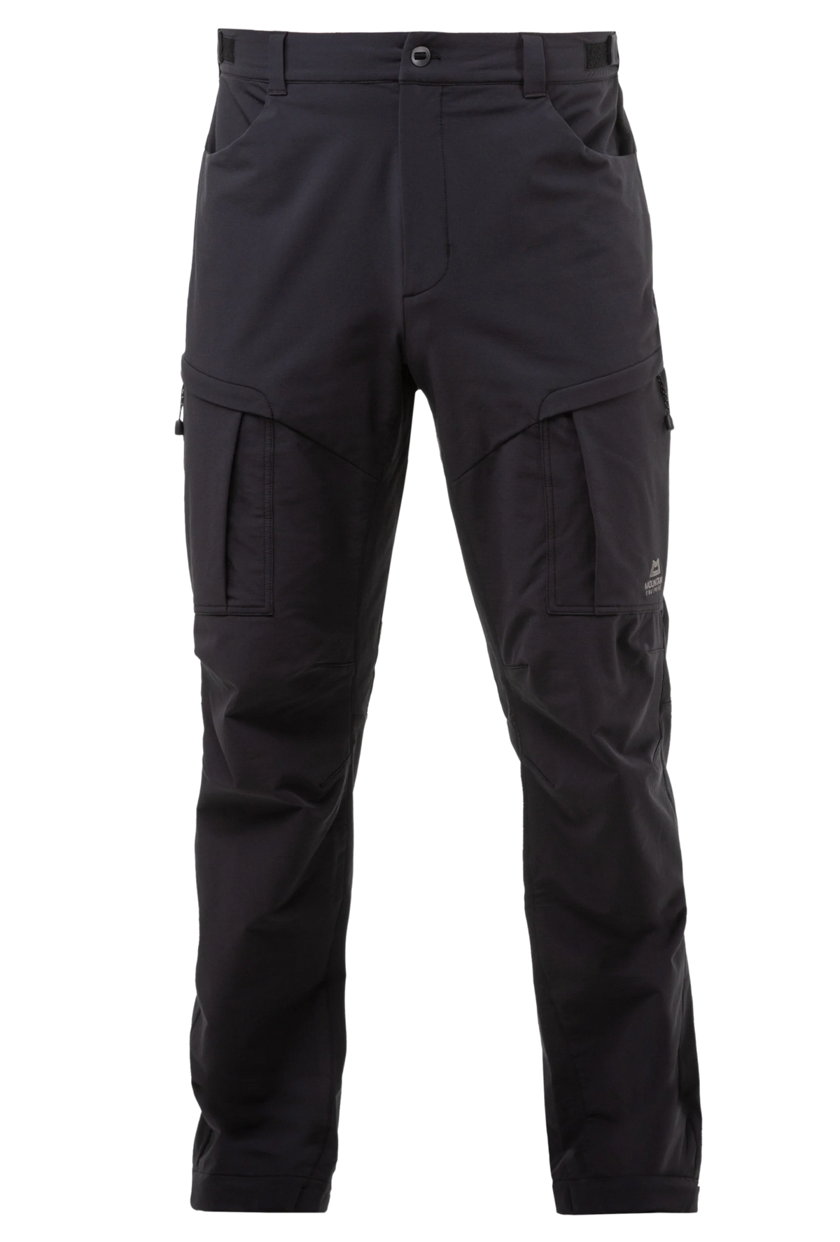 Mountain Equipment Ibex Pro Men's Pant in Black - front view showing adjustable waistband and multiple zip pockets