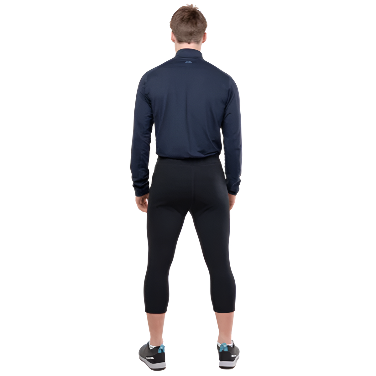 Mountain Equipment Jorasses Lite Men's 3/4 Tight in Black - side view showing 3/4 length and wide stretch waistband