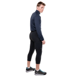Wide stretch waistband with drawcord adjustment detail on Mountain Equipment Jorasses Lite Men's 3/4 Tight in Black