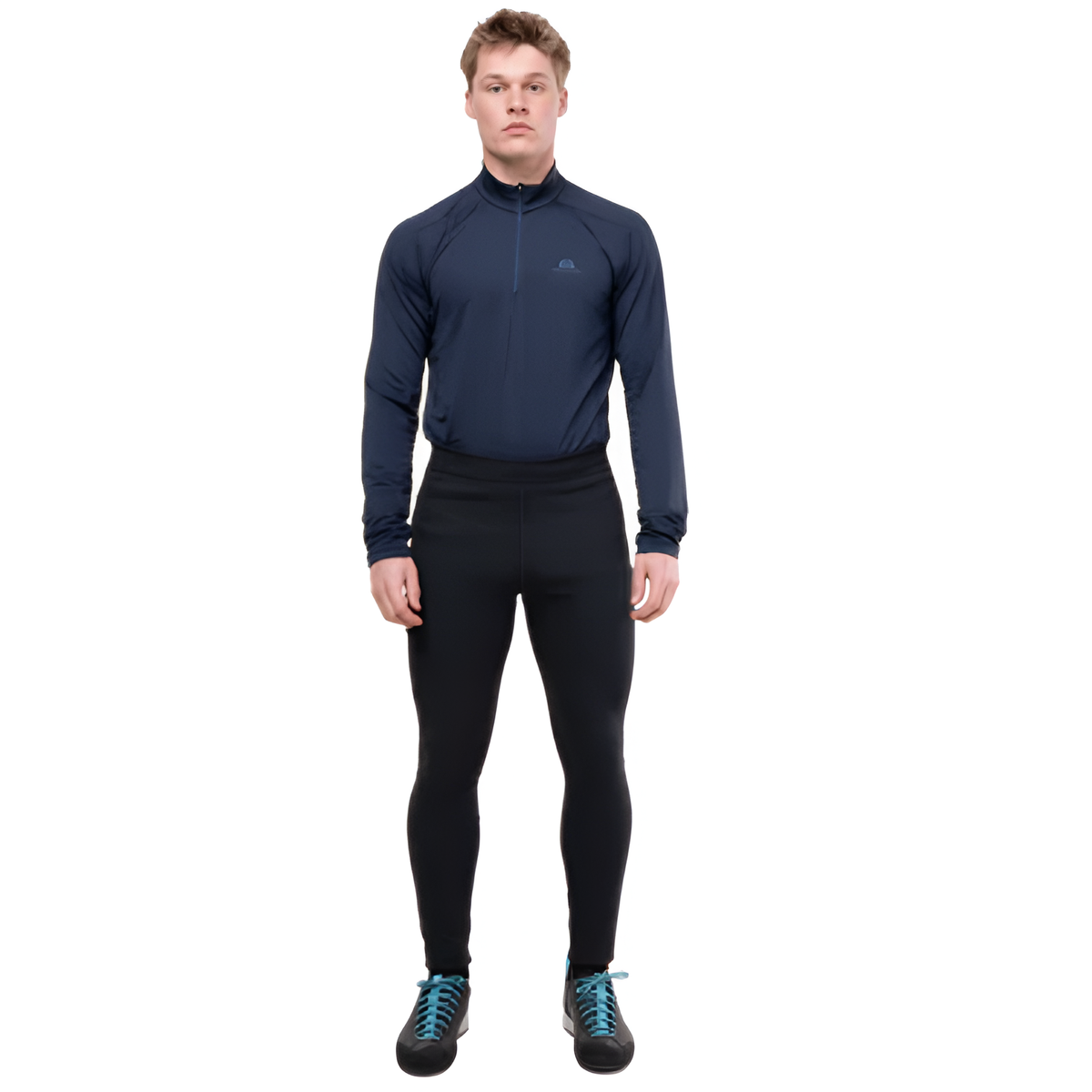 Mountain Equipment Jorasses Lite Men's Tight in Black - flat lay showing full length and overlocked construction detail
