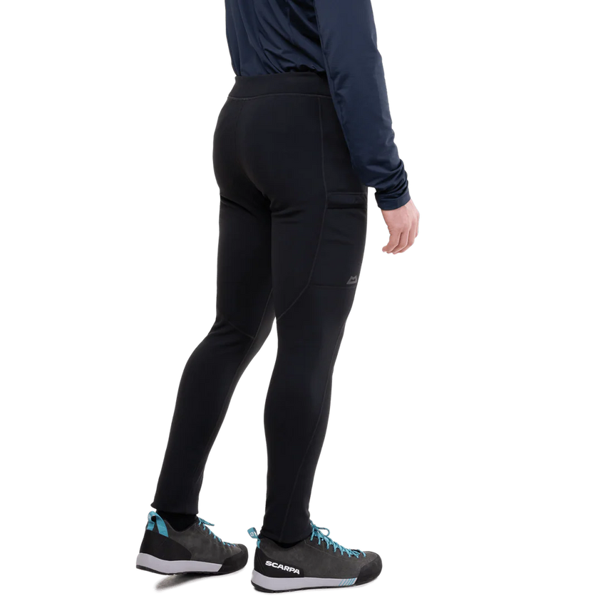 Mountain Equipment Jorasses Lite Men's Tight in Black - lifestyle view showing versatile fleece tight for hiking and winter running