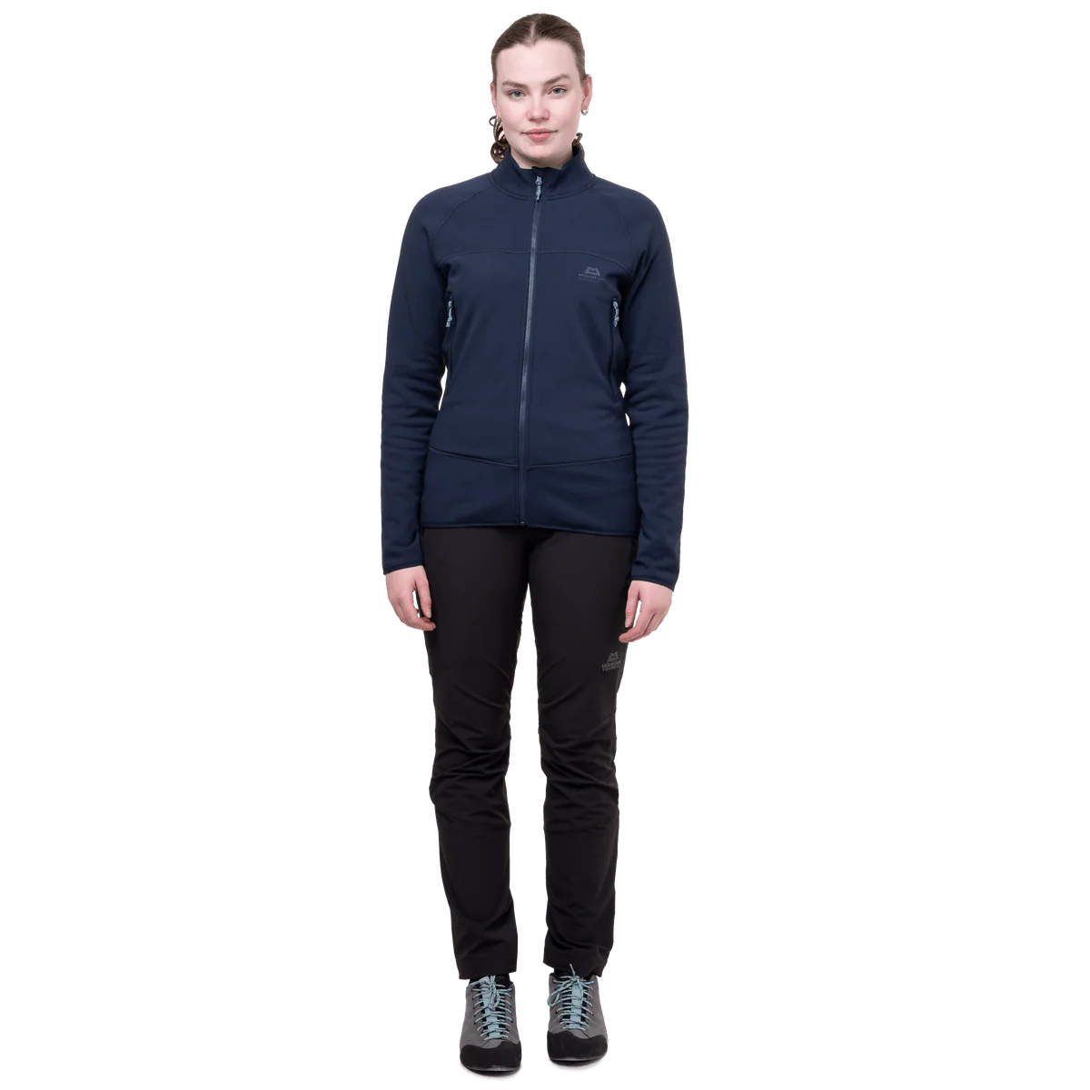  Mountain Equipment Jorasses Lite Women's Jacket in Cosmos - lifestyle view showing midweight stretch fleece for all-mountain use