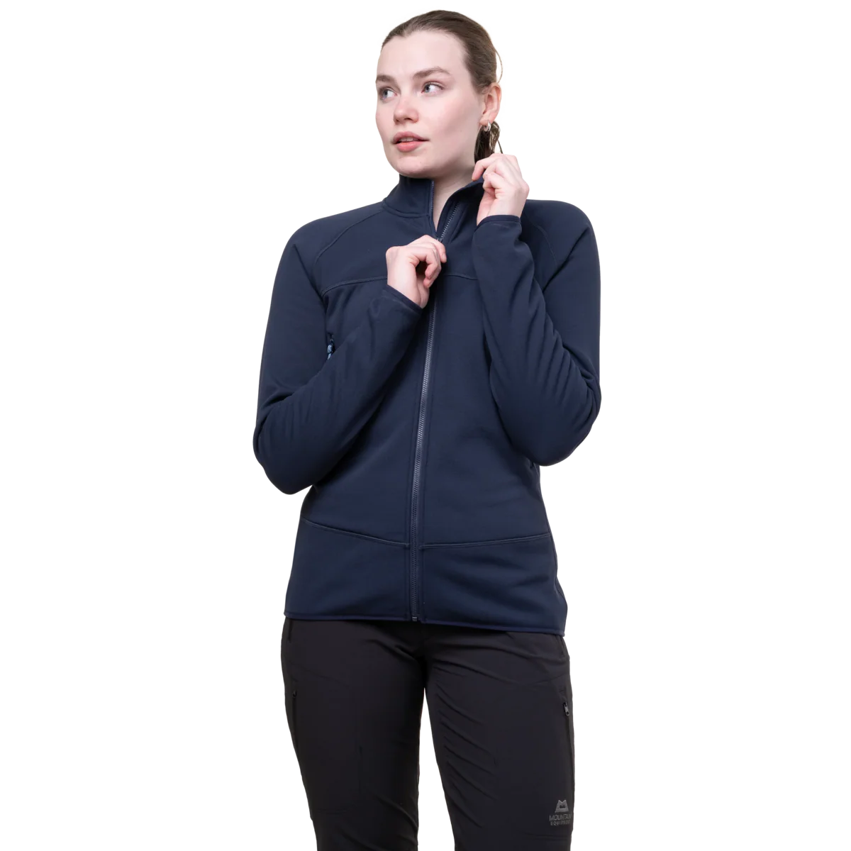 Mountain Equipment Jorasses Lite Women's Jacket in Cosmos - side view showing regular fit and YKK centre front zip