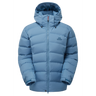 Mountain Equipment Lightline Eco Women's Jacket in Stellar Blue - front view showing Drilite Loft 50D outer and zip-off Mountain Insulated Hood