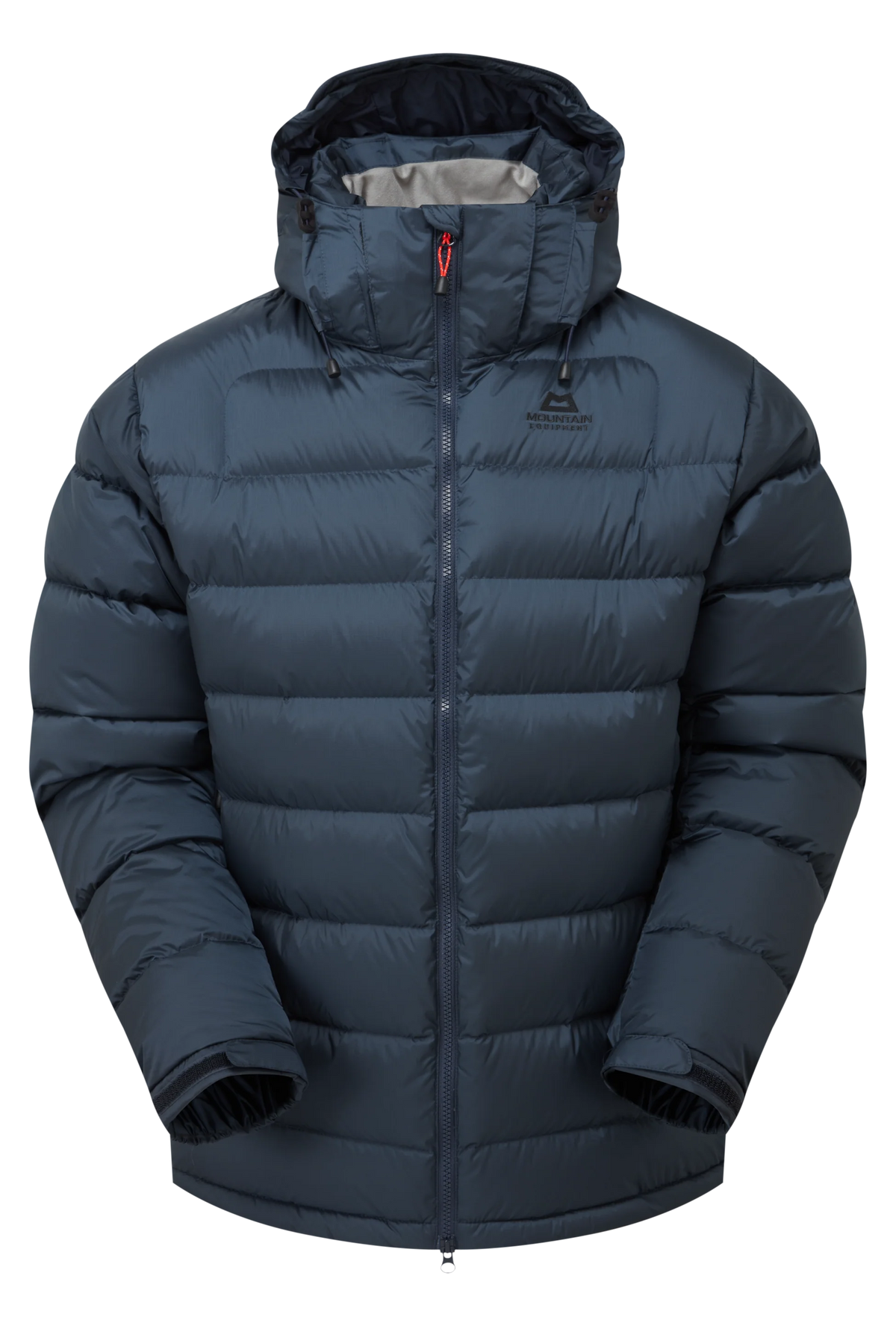 Mountain Equipment Lightline Men's Jacket in Blue Nights/Cosmos - front view showing stitch-through baffle construction and Mountain fit