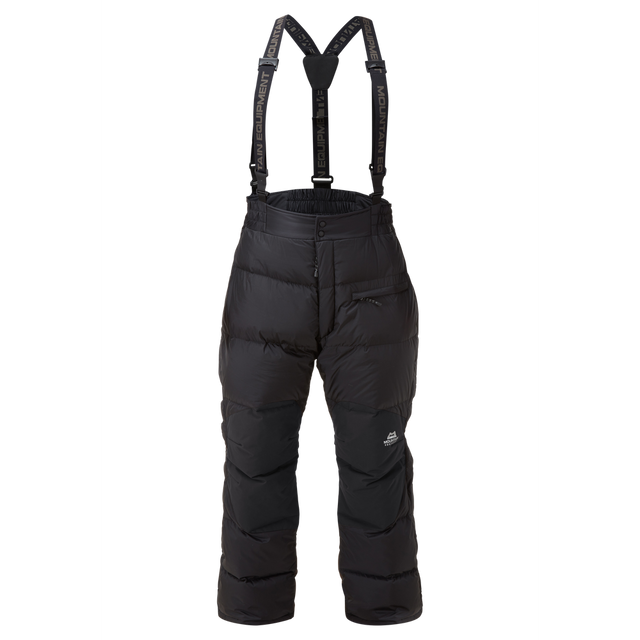 Mountain Equipment Lightline Men's Pant in Black - front view showing Drilite Loft 40D outer and semi-elasticated waistband with adjustable braces