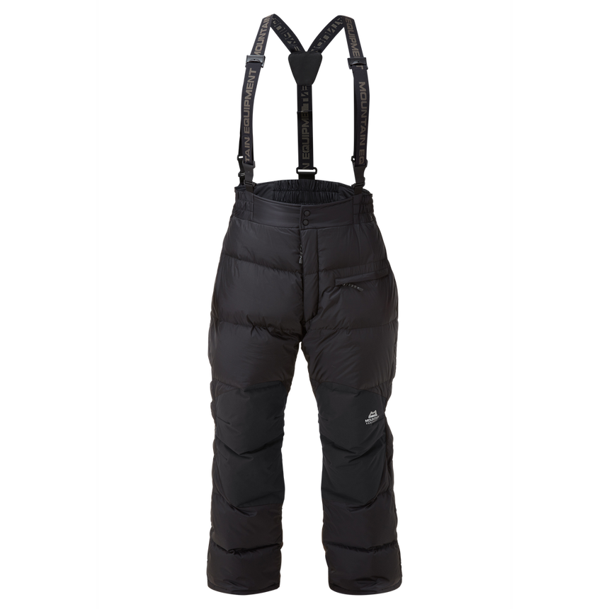 Mountain Equipment Lightline Men's Pant in Black - front view showing Drilite Loft 40D outer and semi-elasticated waistband with adjustable braces