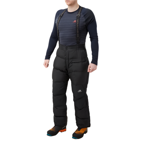 Mountain Equipment Lightline Men's Pant in Black - side view showing full-length dual-direction YKK side zip and articulated knee construction