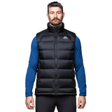 Mountain Equipment Lightline Men's Vest in Black - front view showing Drilite Loft outer and 2-way YKK moulded centre front zip