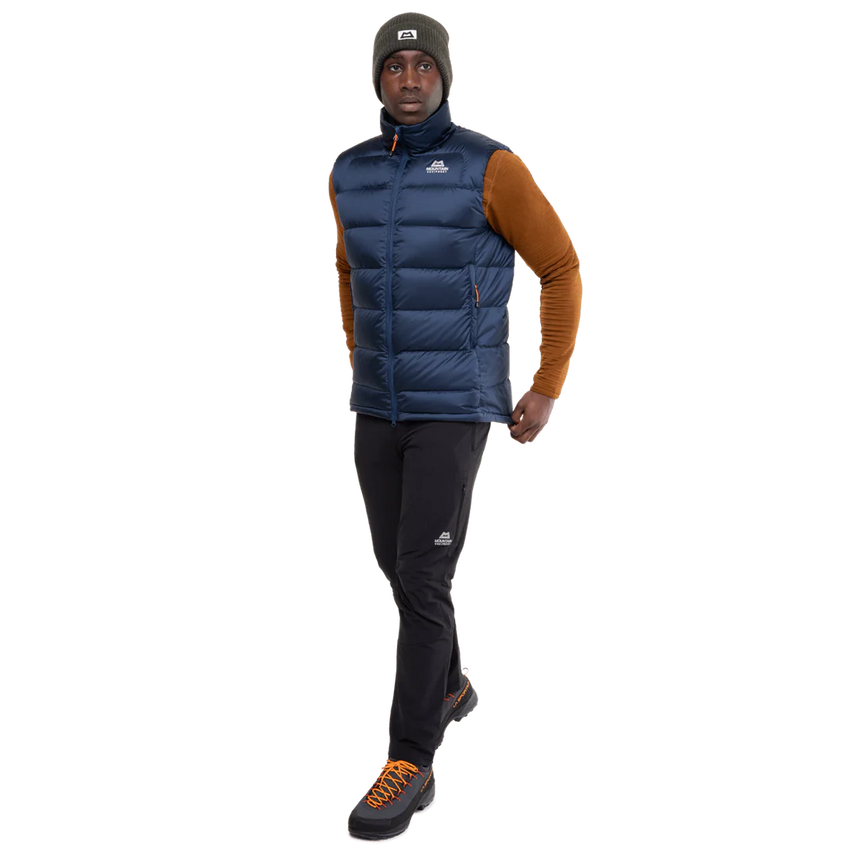 Mountain Equipment Lightline Men's Vest in Navy - detail view showing inner zipped security pocket