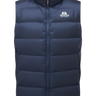 Mountain Equipment Lightline Men's Vest in Navy - front view showing Drilite Loft outer and 2-way YKK moulded centre front zip