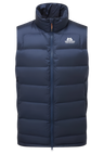 Mountain Equipment Lightline Men's Vest in Navy - front view showing Drilite Loft outer and 2-way YKK moulded centre front zip