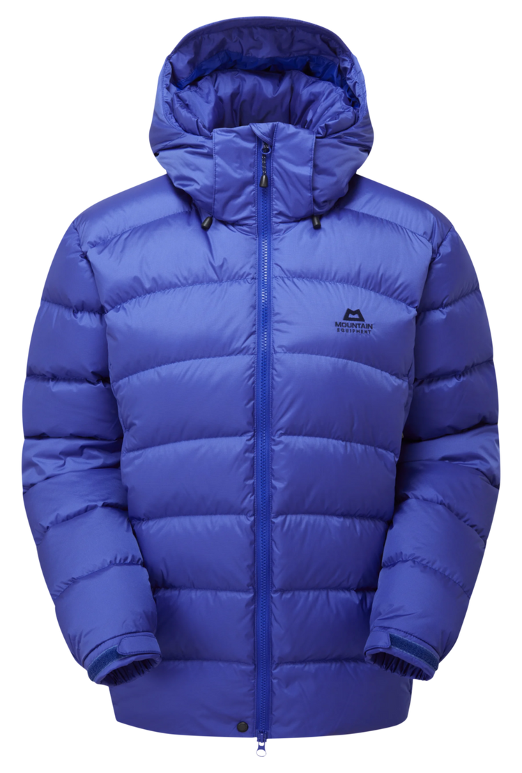Mountain Equipment Lightline Women's Jacket in Clematis - front view showing Drilite Loft outer and zip-off Mountain Insulated Hood